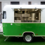 White Light Green Airstream Food Trailer